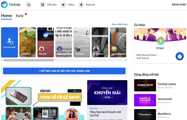 Các trang web công nghệ nổi tiếng Tinhte.vn
